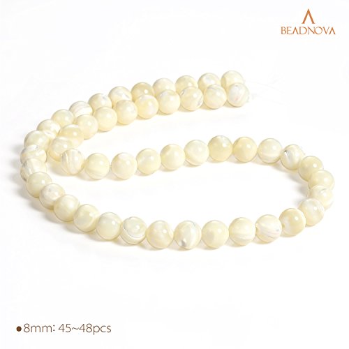 BEADNOVA Natural White Mother of Pearl Shell Beads Natural Crystal...