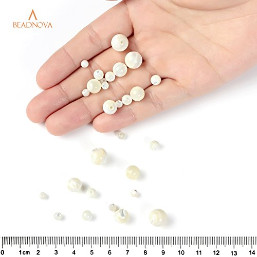 BEADNOVA Natural White Mother of Pearl Shell Beads Natural Crystal...