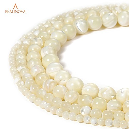 BEADNOVA Natural White Mother of Pearl Shell Beads Natural Crystal...