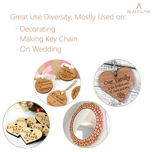 BEADNOVA Round Wood Circle Natural Unfinished Wooden Discs Plywood...