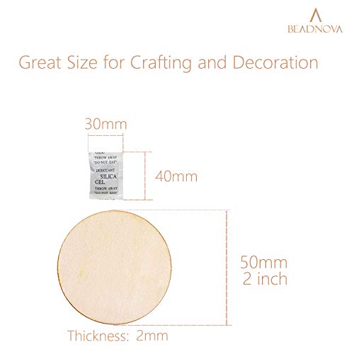 BEADNOVA Round Wood Circle Natural Unfinished Wooden Discs Plywood...