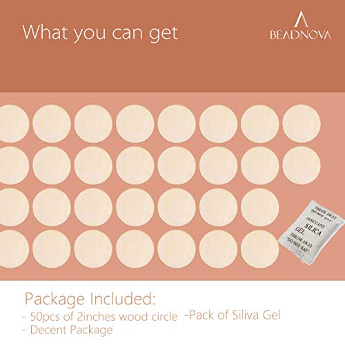 BEADNOVA Round Wood Circle Natural Unfinished Wooden Discs Plywood...