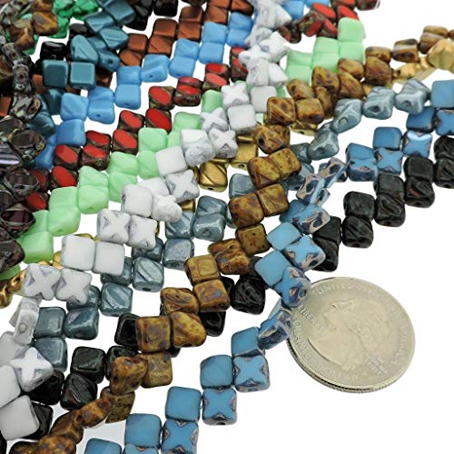Value Pack - 10 Strands - Czech Silky Beads Glass 2-Hole Diamond-S...