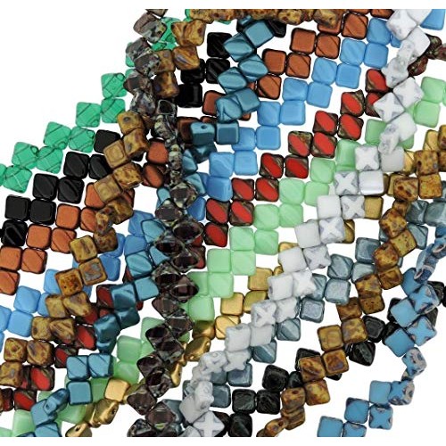 Value Pack - 10 Strands - Czech Silky Beads Glass 2-Hole Diamond-S...