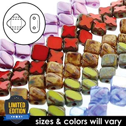 Value Pack - 10 Strands - Czech Silky Beads Glass 2-Hole Diamond-S...