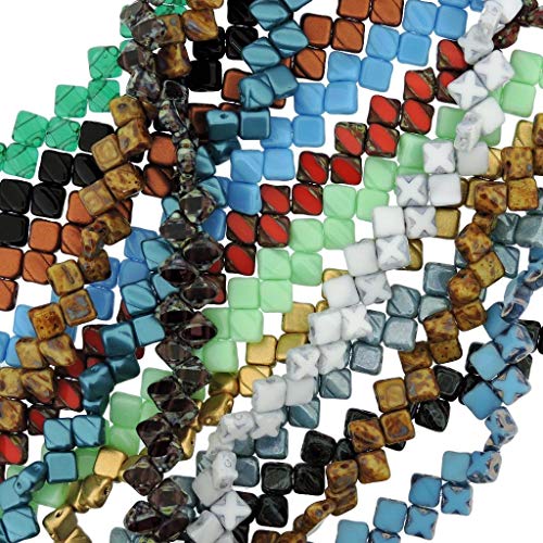 Value Pack - 10 Strands - Czech Silky Beads Glass 2-Hole Diamond-S...