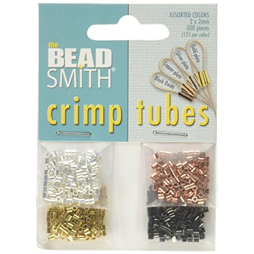 Beadsmith 4-Color Variety Pack Plated Crimp Tube Beads, 2x2 mm, 50...