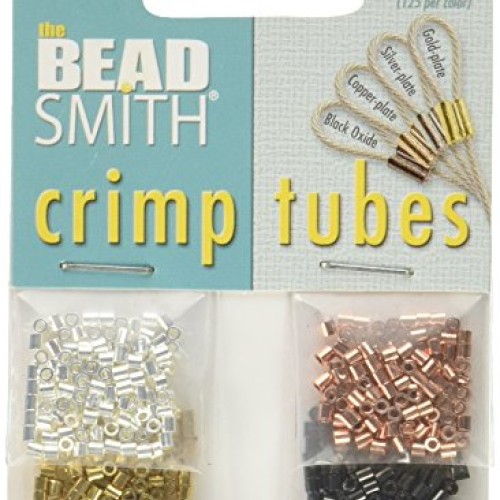 Beadsmith 4-Color Variety Pack Plated Crimp Tube Beads, 2x2 mm, 50...