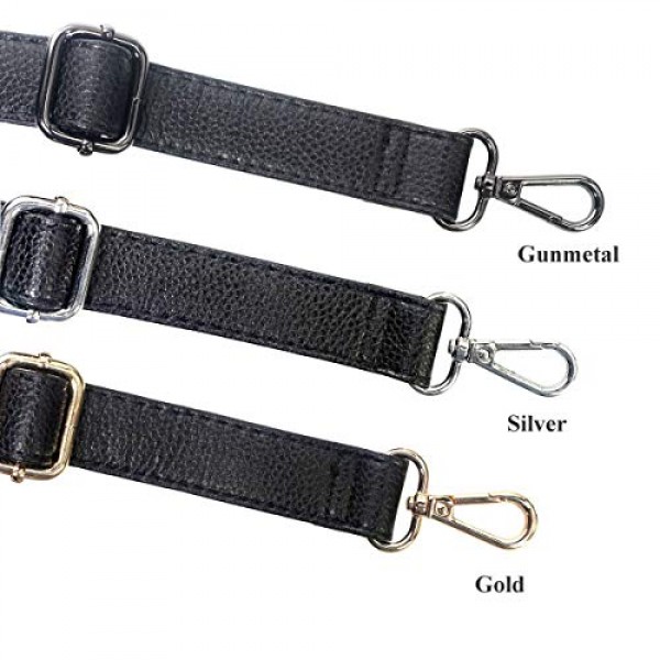 BEAULEGAN Purse Strap Replacement - Full Grain Microfiber Leather - 59 Inch  Long Adjustable for Crossbody Shoulder Bag - 0.7 Inch Wide, Black/Silver