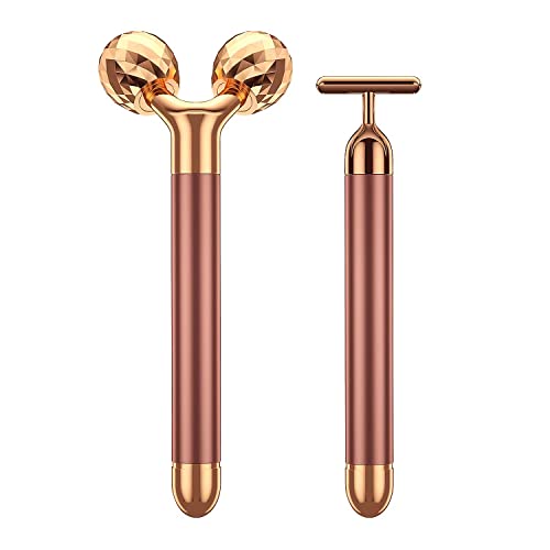 Beauty Bar 2-in-1 24k Golden Pulse Facial Face Massager, Electric ...