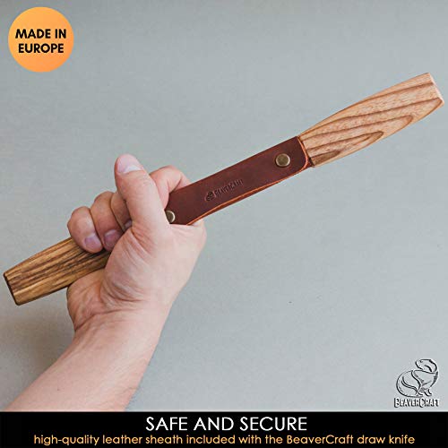 BeaverCraft DK2s Draw Knife with Leather Sheath Woodworking Tool 4...