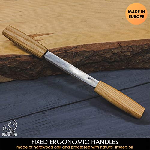 BeaverCraft DK2s Draw Knife with Leather Sheath Woodworking Tool 4...