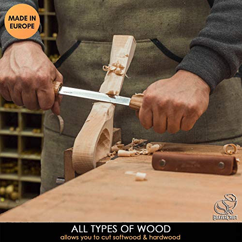 BeaverCraft DK2s Draw Knife with Leather Sheath Woodworking Tool 4...