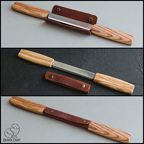 BeaverCraft DK2s Draw Knife with Leather Sheath Woodworking Tool 4...