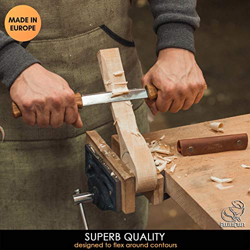 BeaverCraft Draw Knife with Leather Sheath DK1S-4,3 Straight Deba...