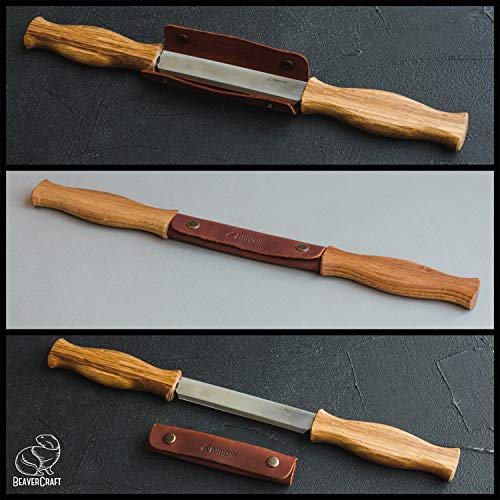 BeaverCraft Draw Knife with Leather Sheath DK1S-4,3 Straight Deba...