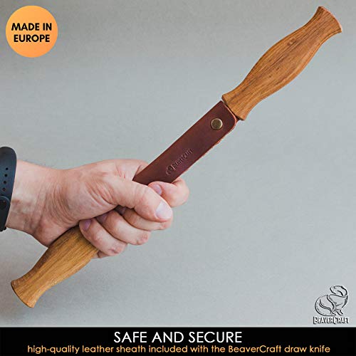 BeaverCraft Draw Knife with Leather Sheath DK1S-4,3 Straight Deba...