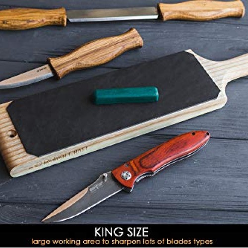 BeaverCraft LS1P1 Leather Strop 3 x 8 Paddle Strop with Compound...