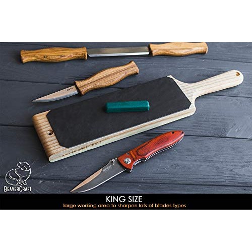 BeaverCraft LS1P1 Leather Strop 3 x 8 Paddle Strop with Compound...