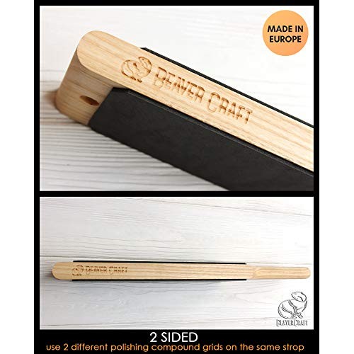 BeaverCraft LS1P1 Leather Strop 3 x 8 Paddle Strop with Compound...