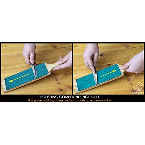 BeaverCraft LS1P1 Leather Strop 3 x 8 Paddle Strop with Compound...