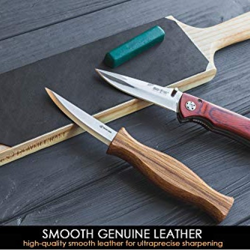 BeaverCraft LS1P1 Leather Strop 3 x 8 Paddle Strop with Compound...