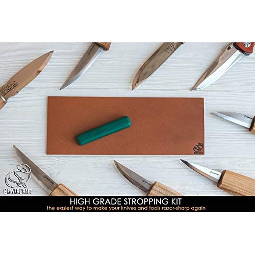 BeaverCraft LS2P1 Leather Strop Honing Sharpening Strop Knives Chi...