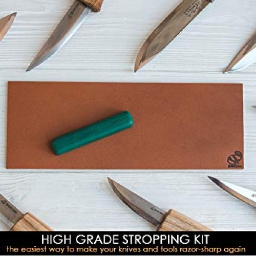 BeaverCraft LS2P1 Leather Strop Honing Sharpening Strop Knives Chi...