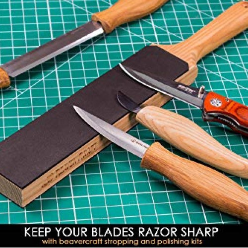 BeaverCraft LS6P1 Leather Paddle Honing Strop Kit with Sharpening ...
