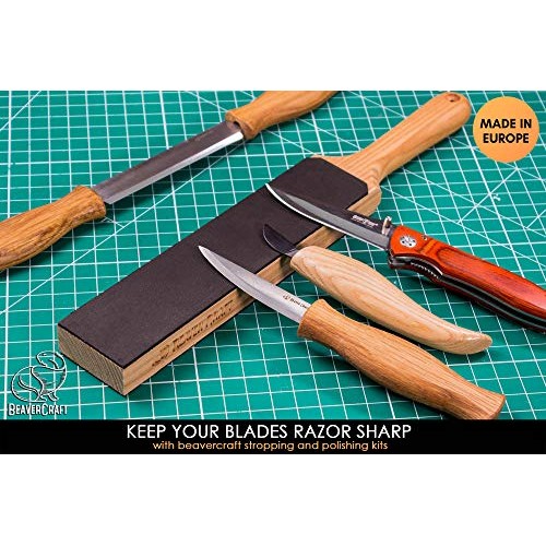 BeaverCraft LS6P1 Leather Paddle Honing Strop Kit with Sharpening ...