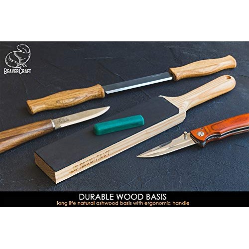 BeaverCraft LS6P1 Leather Paddle Honing Strop Kit with Sharpening ...