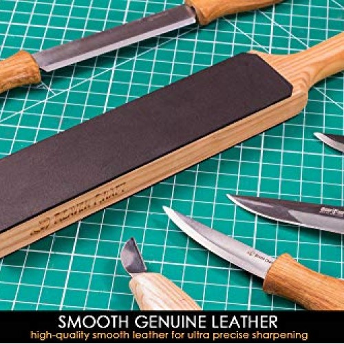 BeaverCraft LS6P1 Leather Paddle Honing Strop Kit with Sharpening ...