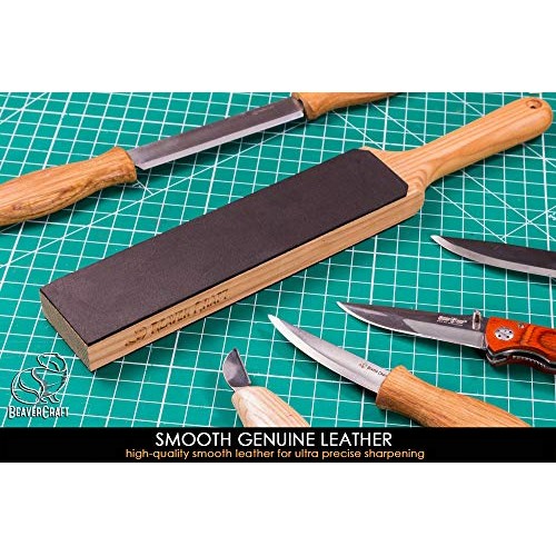 BeaverCraft LS6P1 Leather Paddle Honing Strop Kit with Sharpening ...