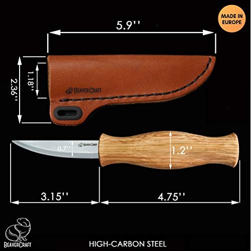 BeaverCraft Sloyd Knife C4 3.14 Wood Carving Sloyd Knife with Lea...