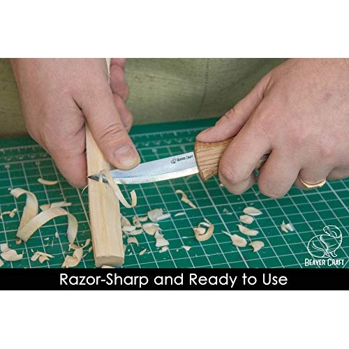 BeaverCraft Sloyd Knife C4 3.14 Wood Carving Sloyd Knife with Lea...