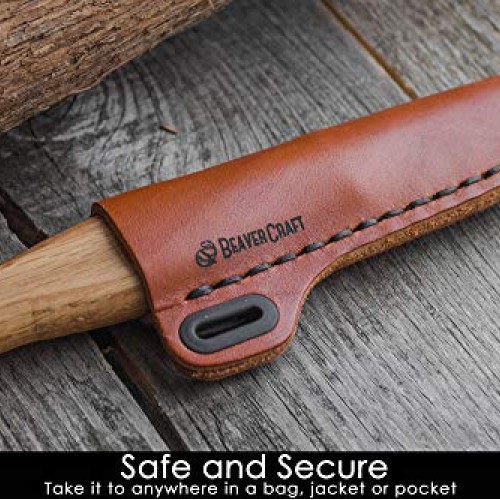 BeaverCraft Sloyd Knife C4 3.14 Wood Carving Sloyd Knife with Lea...