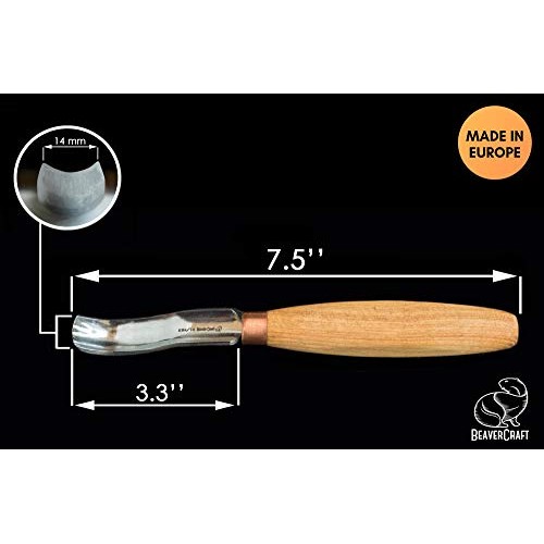 BeaverCraft, Wood Carving Bent Gouge K8a/14 0.55 - Spoon Carving ...