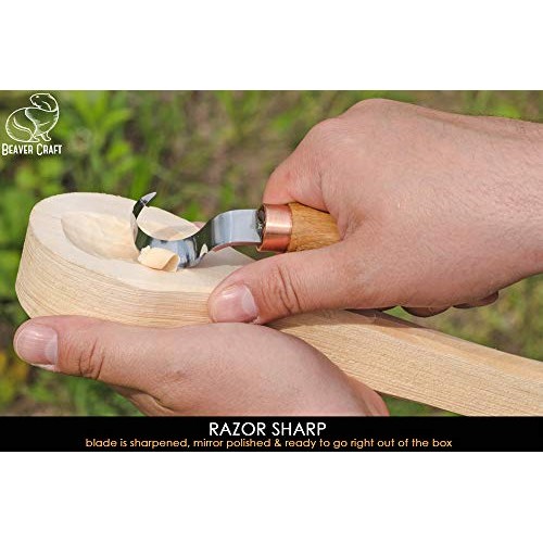 BeaverCraft Wood Carving Hook Knife SK1 for Carving Spoons Kuksa B...