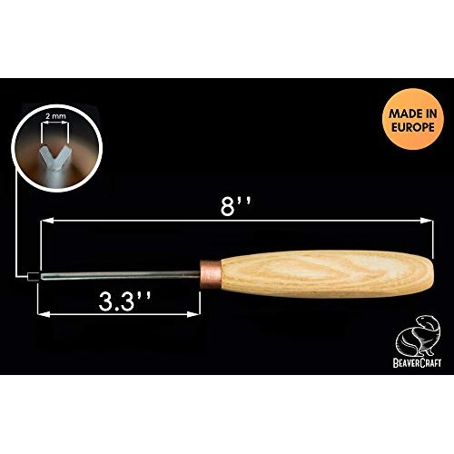 BeaverCraft Wood Carving V Gouge K12/02 Woodworking Hand Chisel Co...