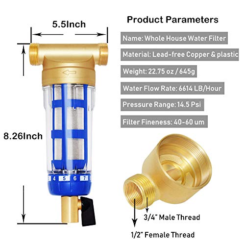 Beduan Whole House Spin Down Sediment Water Filter 50 Micron Reusa...