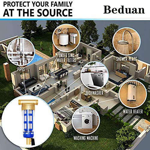 Beduan Whole House Spin Down Sediment Water Filter 50 Micron Reusa...