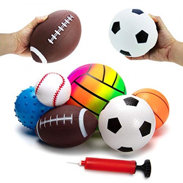beetoy 6 Pcs Inflatable Sport Toddler Balls Set with Pump for Todd...