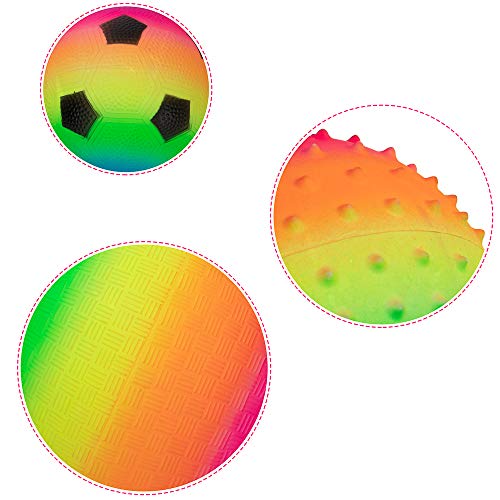 beetoy 6 Pcs Inflatable Sport Toddler Rainbow Balls Set with Pump ...