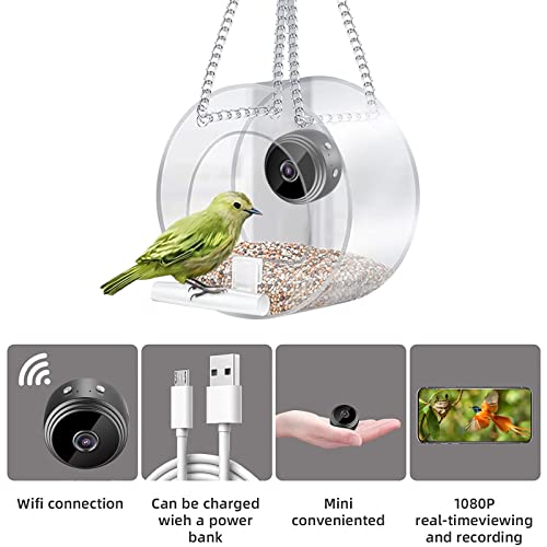 Smart Bird Feeder with HD 1080P Night-Version Video Camera for Wat...