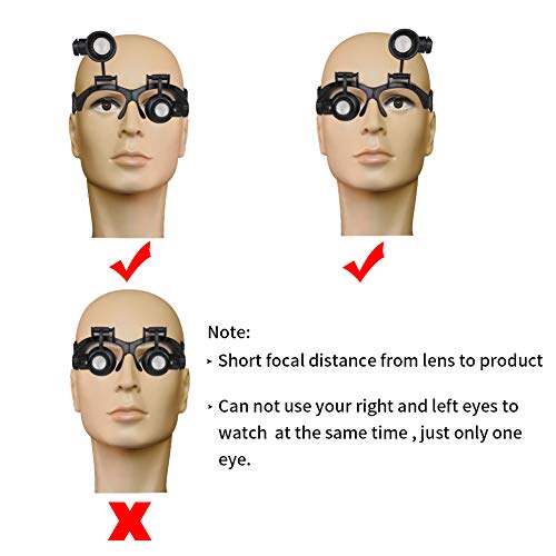 Beileshi Glasses Magnifier 10x 15x 20x 25x LED Illumination Double...