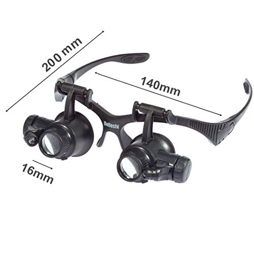 Beileshi Glasses Magnifier 10x 15x 20x 25x LED Illumination Double...
