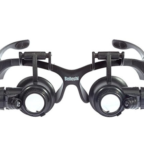Beileshi Glasses Magnifier 10x 15x 20x 25x LED Illumination Double...