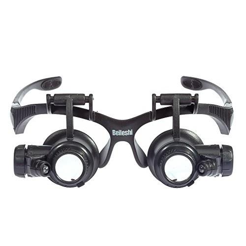 Beileshi Glasses Magnifier 10x 15x 20x 25x LED Illumination Double...