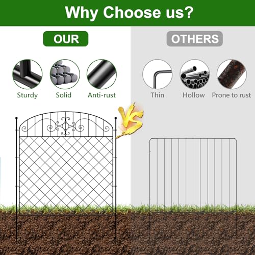 5 Panels No Dig Decorative Outdoor Garden Fence for Yard, 32 in H...