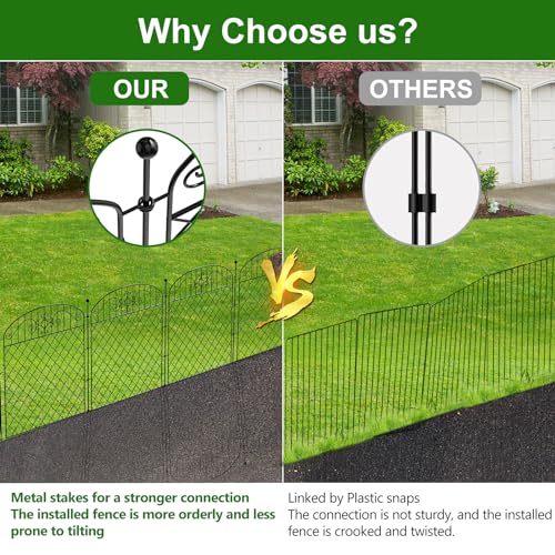 5 Panels No Dig Decorative Outdoor Garden Fence for Yard, 32 in H...
